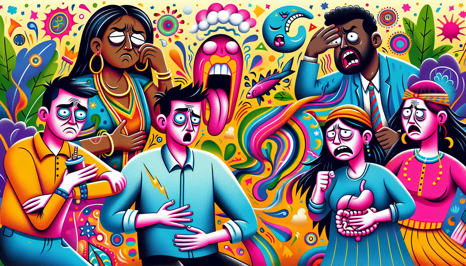 An illustration depicting various symptoms of MTHFR mutations.