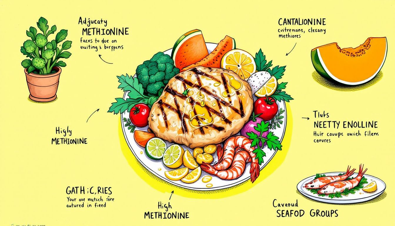 A healthy meal illustrating the benefits of adequate methionine intake.