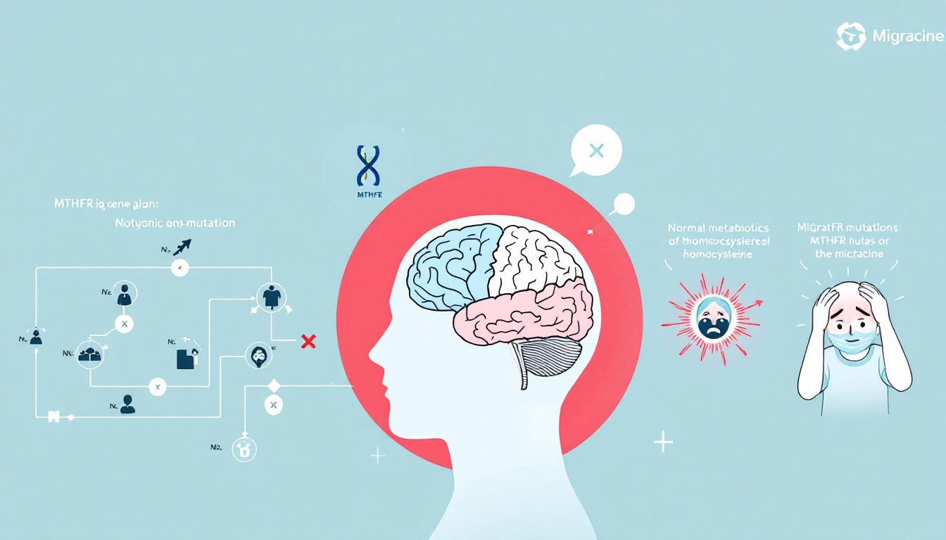 An infographic explaining the role of homocysteine in migraine pathophysiology.