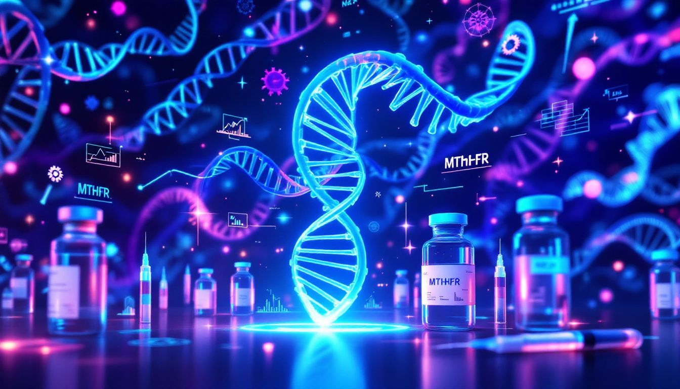 An illustration depicting the concept of vaccine exemptions related to MTHFR variants.