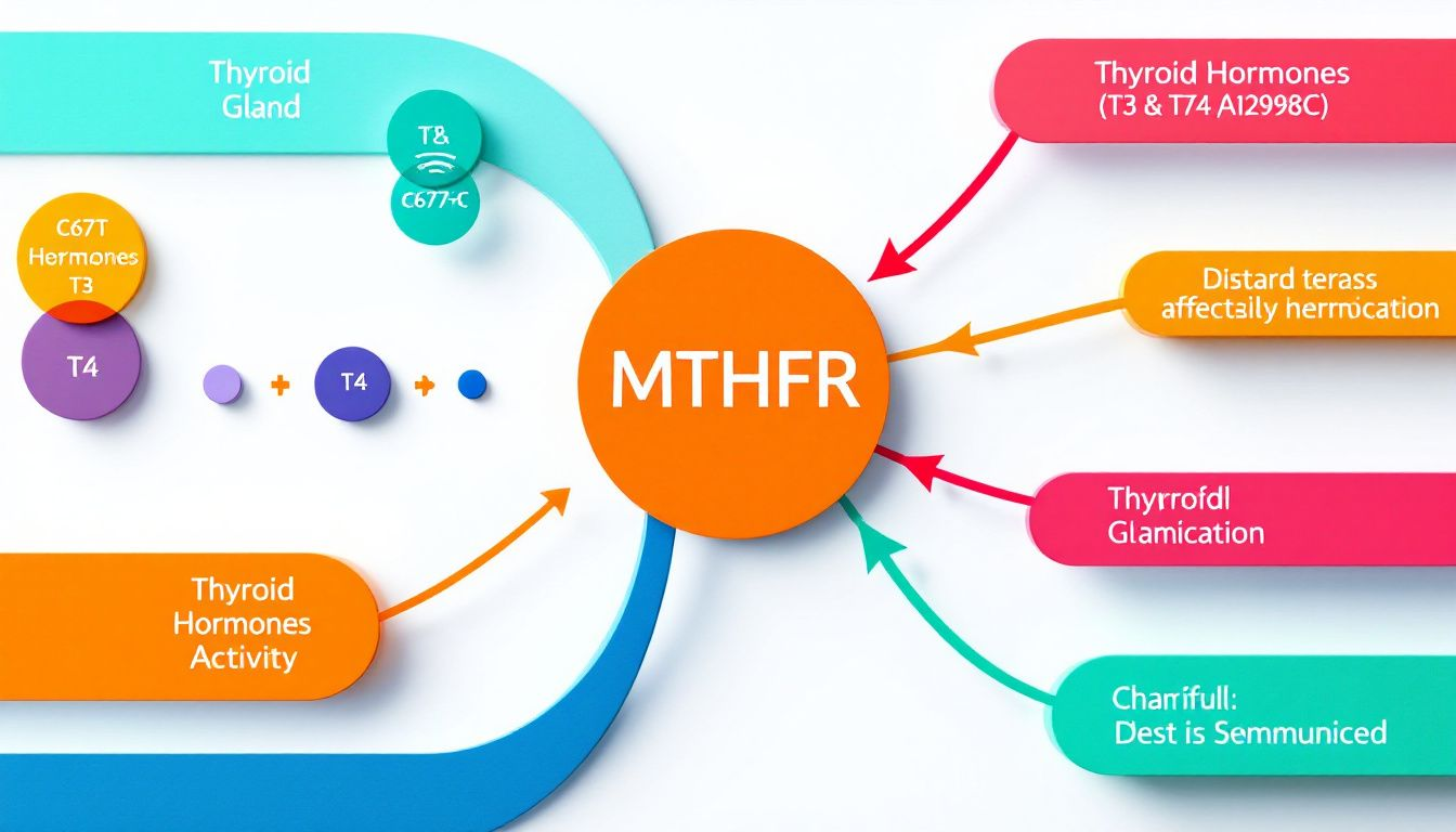 Diagram illustrating the relationship between MTHFR and thyroid function.