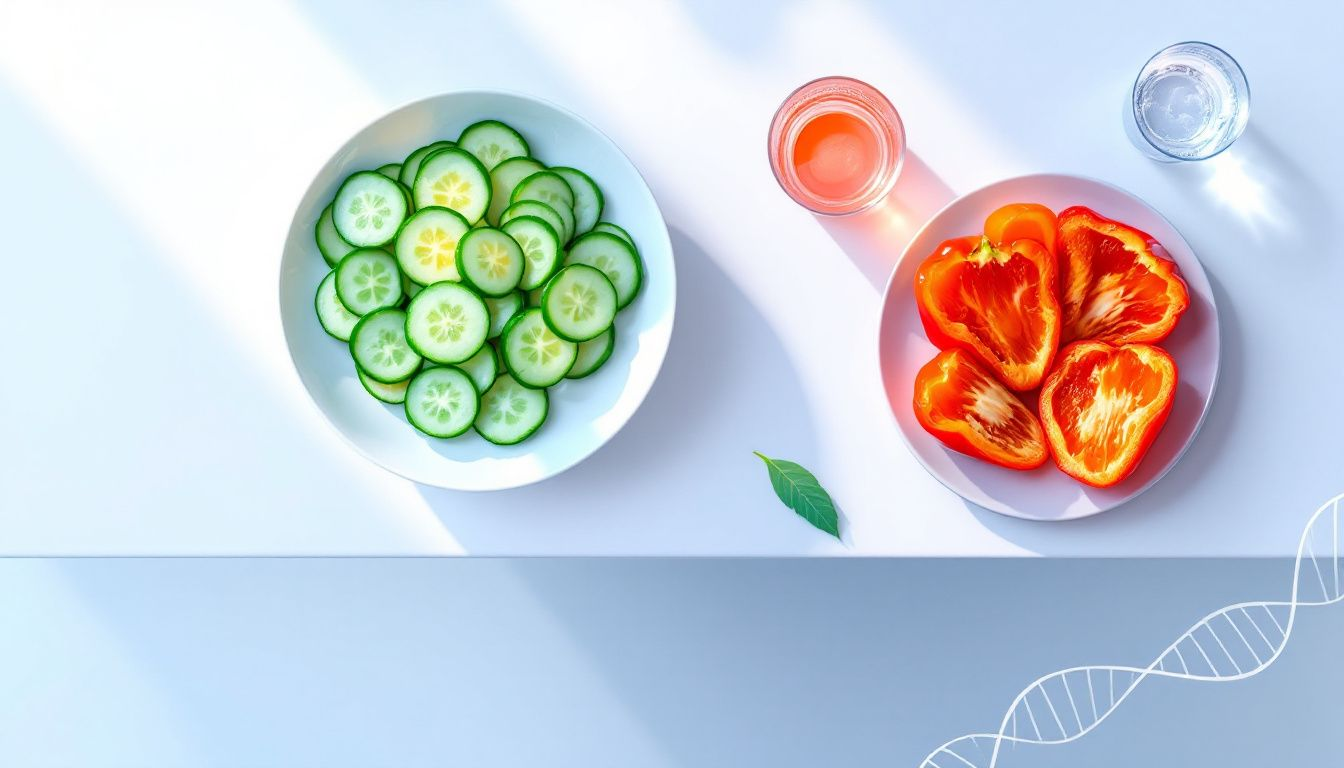 A variety of low histamine foods arranged on a table.